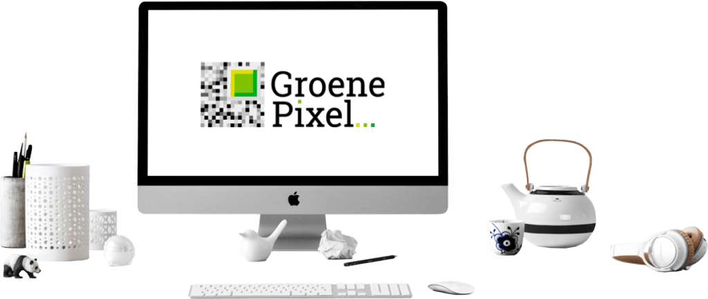 Logo Groene Pixel op Apple scherm